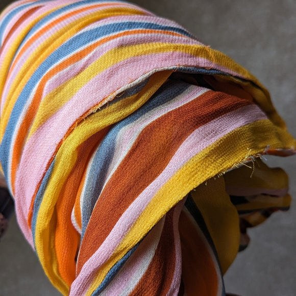 All Saints Paola Cotton Orange Yellow Pink Stripe Spaghetti Strap Midi Dress - Picture 9 of 9